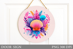 Seashell Door Sign Sublimation. Summer Door Sign Design Product Image 1