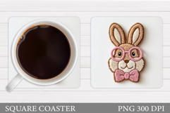 Cute Bunny Coaster Design. Cute Bunny Sublimation Product Image 1