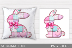 Patchwork Bunny Pillow Design. Spring Bunny Sublimation Product Image 1