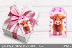 Valentines Cow Gift Tag Design. Valentine Gift Tag Printable Product Image 1