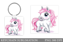Horse Keychain Sublimation. Cute Horse Sublimation Product Image 1
