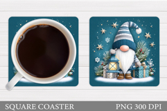 Christmas Gnome Coaster. Christmas Coaster Sublimation Product Image 1