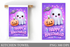 Cute Ghost Kitchen Towel. Cute Halloween Kitchen Towel Product Image 1