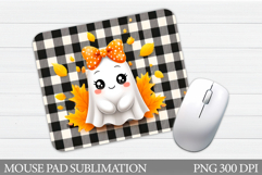 Cute Ghost Mouse Pad Design. Halloween Mouse Pad Sublimation Product Image 1