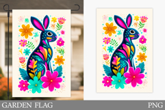 Floral Bunny Garden Flag. Summer Garden Flag Sublimation Product Image 1