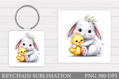Cute Bunny Keychain Design. Cute Chick Keychain Sublimation Product Image 1