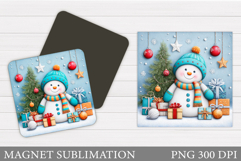 Snowman Magnet Sublimation. Christmas Magnet Design Product Image 1