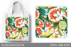 Tropical Fruits Sublimation. Fruits Tote Bag Design Product Image 1