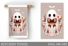 Cute Ghost Kitchen Towel. Cute Halloween Kitchen Towel Product Image 1