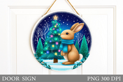 Christmas Bunny Door Sign. Christmas Door Sign Sublimation Product Image 1