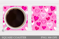 Hearts Coaster Sublimation. Hearts Square Coaster Design Product Image 1