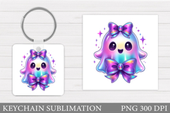 Halloween Ghost Keychain. Halloween Keychain Sublimation Product Image 1