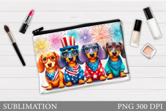 Patriotic Dog Makeup Bag. Patriotic Cosmetics Bag Design Product Image 1