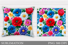 Floral Pillow Design. Flowers Sublimation Product Image 1