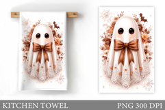 Cute Ghost Kitchen Towel. Halloween Kitchen Towel Design Product Image 1
