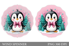 Cute Penguin Wind Spinner. Christmas Wind Spinner Design Product Image 1