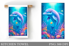 Dolphin Kitchen Towel. Sea Kitchen Towel Design Product Image 1