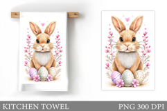 Easter Bunny Kitchen Towel. Bunny Kitchen Towel Sublimation Product Image 1