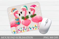 Christmas Flamingo Mouse Pad. Christmas Mouse Pad Design Product Image 1