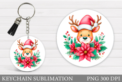 Cute Deer Keychain Design. Christmas Deer Keychain Product Image 1