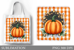 Fall Pumpkin Tote Bag. Fall Leaves Tote Bag Sublimation Product Image 1