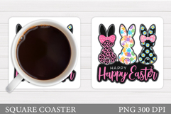 Bunny Easter Coaster Design. Easter Bunny Square Coaster Product Image 1