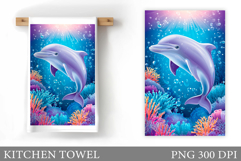 Dolphin Kitchen Towel. Sea Kitchen Towel Sublimation Product Image 1