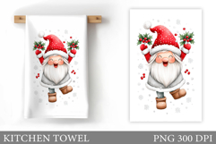 Christmas Kitchen Towel. Christmas Gnome Kitchen Towel Product Image 1