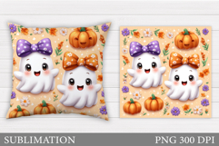 Cute Ghost Pillow Design. Cute Ghost Sublimation Product Image 1