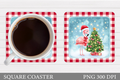 Christmas Flamingo Coaster. Christmas Coaster Design Product Image 1