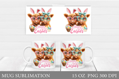 Easter Cow Mug Sublimation. Easter Mug Design Product Image 1