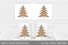 Leopard Christmas Tree Mug. Christmas Tree Mug Sublimation Product Image 1