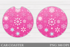 Snowflakes Car Coaster Design. Snowflakes Round Coaster Product Image 1