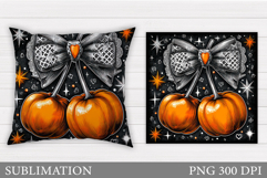 Cherry Pumpkin Pillow. Fall Pillow Sublimation Product Image 1