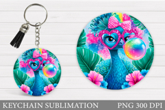Peacock Keychain Design. Peacock Sublimation Product Image 1
