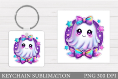 Halloween Ghost Keychain. Halloween Keychain Sublimation Product Image 1