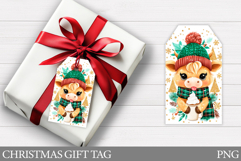 Christmas Gift Tag Design. Christmas Cow Gift Tag Printable Product Image 1