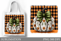 Fall Pumpkin Tote Bag Sublimation. Fall Tote Bag Design Product Image 1