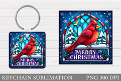 Cardinal Keychain Design. Christmas Keychain Sublimation Product Image 1