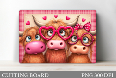 Highland Cow Cutting Board. Valentines Cow Cutting Board Product Image 1