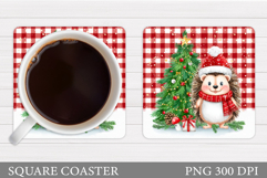 Christmas Hedgehog Coaster. Cute Hedgehog Coaster Design Product Image 1