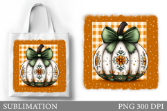 Fall Pumpkin Tote Bag Sublimation. Fall Tote Bag Design Product Image 1