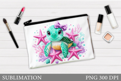Turtle Makeup Bag Design. Turtle Sublimation Product Image 1