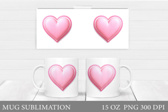 Heart Mug Sublimation. Valentines Mug Wrap Design Product Image 1