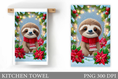 Christmas Sloth Kitchen Towel. Christmas Kitchen Towel Product Image 1