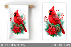 Christmas Cardinal Kitchen Towel. Christmas Kitchen Towel Product Image 1