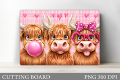 Highland Cow Cutting Board. Valentines Cow Cutting Board Product Image 1