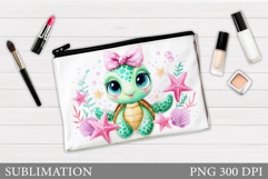 Turtle Makeup Bag Sublimation. Sea Turtle Makeup Pouch Product Image 1