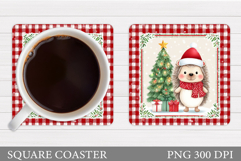 Christmas Hedgehog Coaster. Christmas Coaster Sublimation Product Image 1
