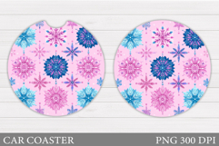 Snowflakes Car Coaster Design. Christmas Car Coaster Product Image 1